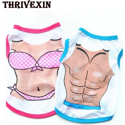 New Cat Dog Vests T-Shirt Cotton Pet Dog Pectoral Muscle Bikini Vest Teddy Bichon Hiromi Sweatshirt Clothes Shirt Dog Tshirt