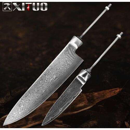 XITUO Chef Knife Damascus Steel Blade Vg10 Handmade Material Semi-finished Knife Blank DIY Homemade Handle Kitchen Cooking Tool