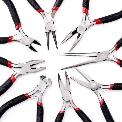 Carbon Steel Jewelry Pliers, Needle Nose Pliers, Wire Cutters Bent Nose Plier ,Flat Nose Pliers for jewelry making tools F60