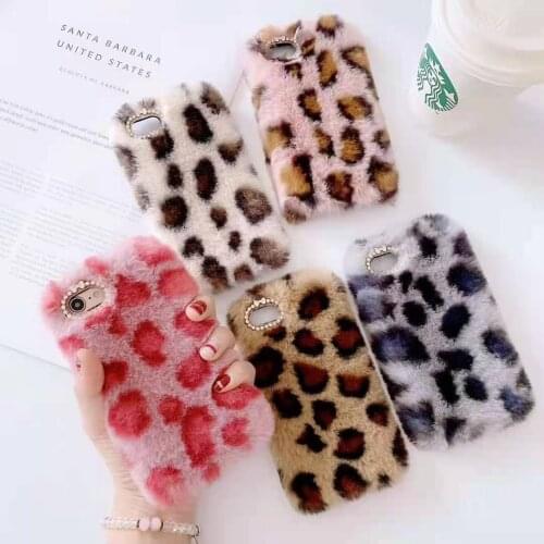 Luxury Leopard Pattern Fur Glitter Diamond 3D Chic Bowknot Camera Warm Fluffy Soft Silicone Case For iPhone 12 Pro Max Mini Case