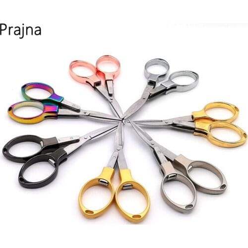 Folding Small Scissors Telescopic Pull Shears Fishing Shears Figure-of-eight Glasses Fishing Line Stainless Steel Scissors