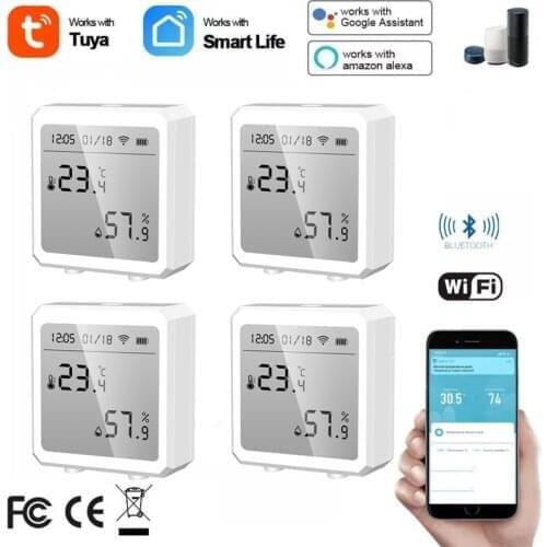 Wifi+Bluetooth-compatible Tuya Smart Temperature and Humidity Sensor Indoor Hygrometer Thermometer Detector For Smart Life App