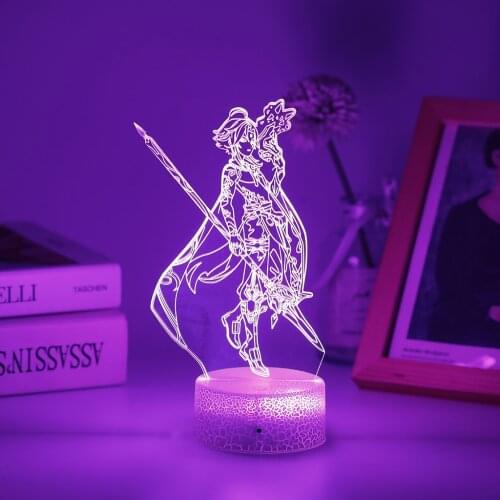 Genshin Impact 3D LED Atmosphere Illusion Sunset Lamp Hot Anime Figure Game Night Light For Indoor Bedroom Decor Indie Kids Gift