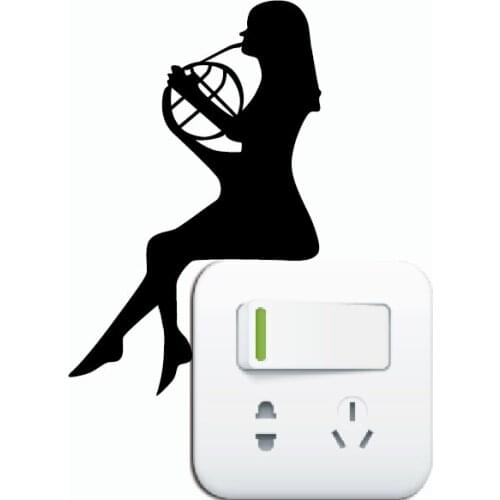 KG-207 Girl Playing French Horn Vinyl Sticker - Light Switch Sticker - Wall Sticker Home Wallpaper
