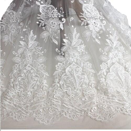 High-Grade European Embroidery Lace Bride Wedding Diy Net Yarn Fabric Womens Clothing Curtains Decorative Cloth White