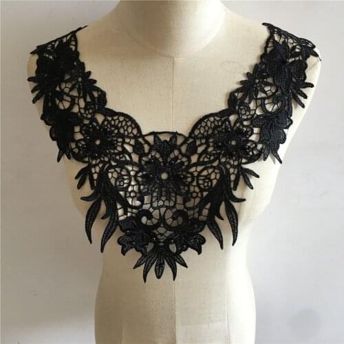 High Quality Hollow Lace Collar Black DIY Embroidery ABS Lace Collar Decoration Clothes Accessories Sewing Craft Supplies