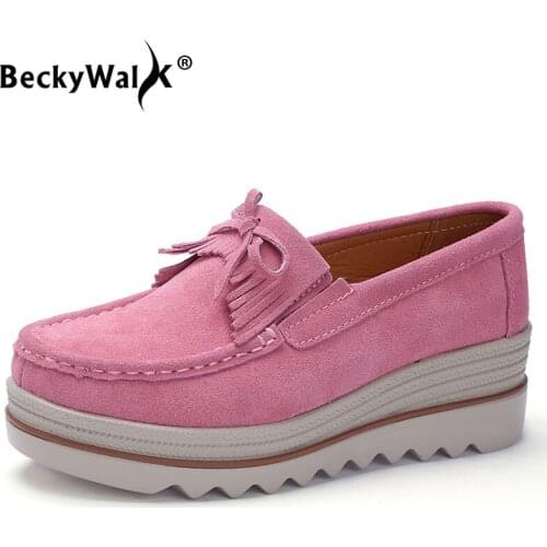 Plus Size 35-42 Women Flats Platform Loafers Ladies Genuine Leather Moccasins Shoes Woman Autumn Casual Womens Shoes WSH3356