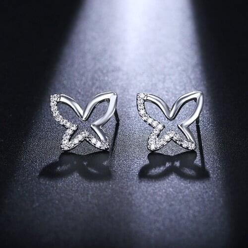 Emmaya Fashion Crystal Butterfly Stud Zircon Stud Earrings Simple Cubic Zirconia For Women Luxury Party Gifts Wedding