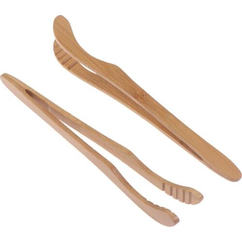 2Pcs 18CM Bamboo Teaware Tea Clips Wood Toast Tong Wooden Toaster Bagel Bacon Squeezer Sugar Ice Tea Tongs