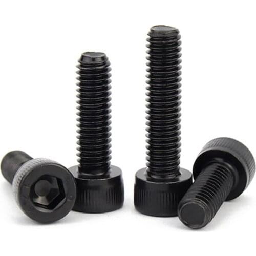1Pcs 7/16-20 12.9 Level Black Allen Cylindrical Head Fine teeth Knurled Screws Hex Socket Hexagon Socket Cup Header Screw bolt