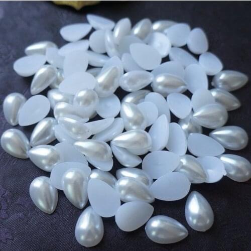 4 * 6mm 400PCS/lot white Half water droplets pearl DIY Jewelry wedding decoration