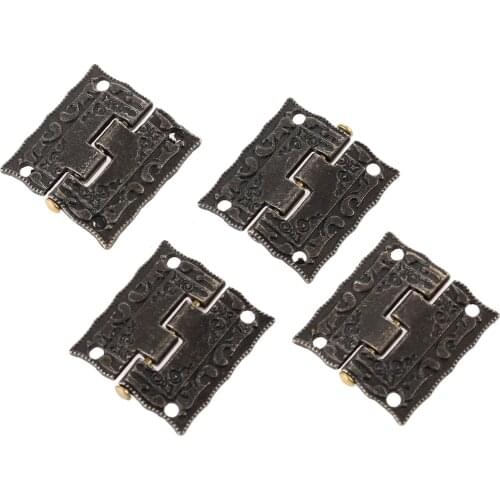 4Pcs Antique Bronze Hinges Cabinet Door Drawer Decorative Mini Hinge For Jewelry Storage Wooden Box Furniture Hardware