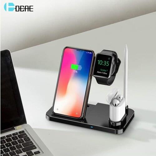 4 in 1 Wireless Charging Dock Station Qi Charger Stand for Apple Watch iWatch 6 SE 5 AirPods Pro iPhone 12 11 XS XR X 8 Samsung