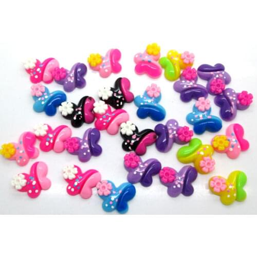 50Pcs Mixed Butterfly Resin Beads Decoration Crafts Flatback Cabochon Scrapbooking Fit Phone Embellishments Diy Accessories