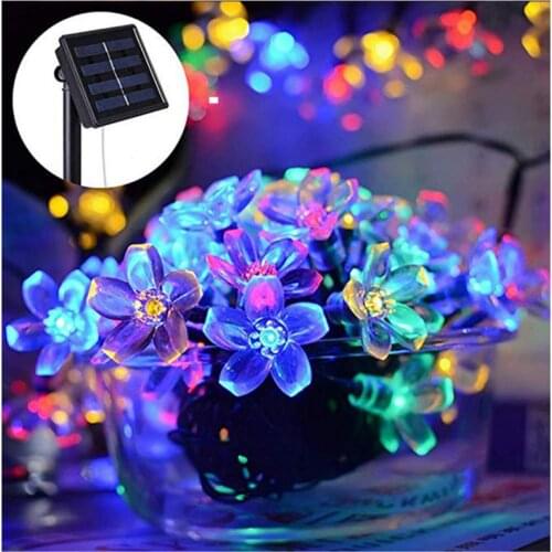 5m/6.5m/9.5m/12m Peach Flower Solar Lamp Power LED String Fairy Lights 20/30/50/100 LEDs Solar Outdoor Garden Christmas Decor