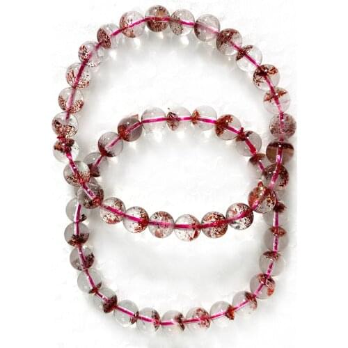 6.8mm Elastic Cord Natural Lepidocrocite Quartz Red Super Seven 7 Bracelet Clear Round Beads Fashion Stone Bracelet
