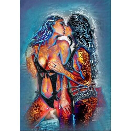 5D Full drill diamond painting cross stitch lesbian home decorations Greater than 40cm color box packaging