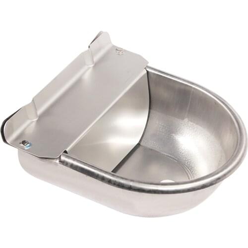 Automatic Waterer Bowl Stainless Steel Dog Bowl Pet Drinking Water Bowl Dispenser with Float Valve Drainage Hole for Horse Goat