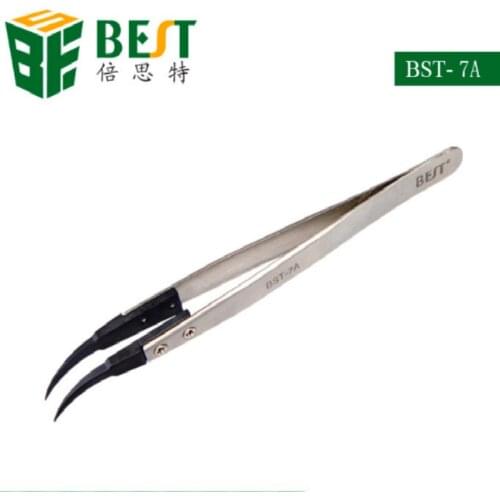BST-7A Tweezer with Interchangeable Precision Tip PPS Antistatic Plastic Stainless Steel Tweezers Tool Straight Tip Precision