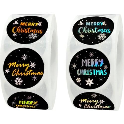 4 Designs Black Bronzing Merry Christmas Sticker for Xmas Holiday Wishes Festival Greeting Card Gift Decor Label home decor