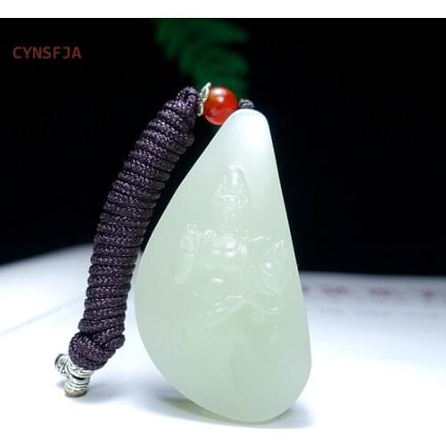CYNSFJA New Real Certified Natural Hetian Jade Nephrite Mens Lucky Amulets Guanyin Pendant High Quality Best Birthday Gifts
