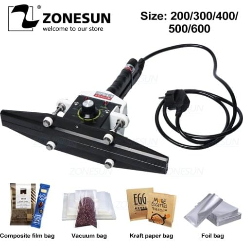 ZONESUN Direct-heat Pliers Impulse Sealing Machine Handheld Electric Composite Aluminum Foil Kraft Paper Packing Sealer Packer