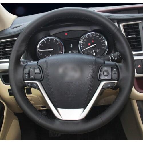 Black Artificial Leather Car Steering Wheel Cover for Toyota Highlander 2013-2020 Sienna 2015 2016 2017 2018 2019-2020