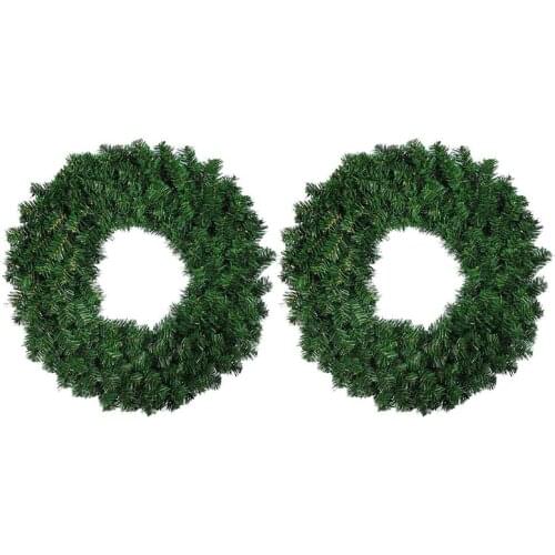 2 Pcs 30cm Artificial Pine Wreath Garland for Front Door Window Fireplace Christmas Decoration