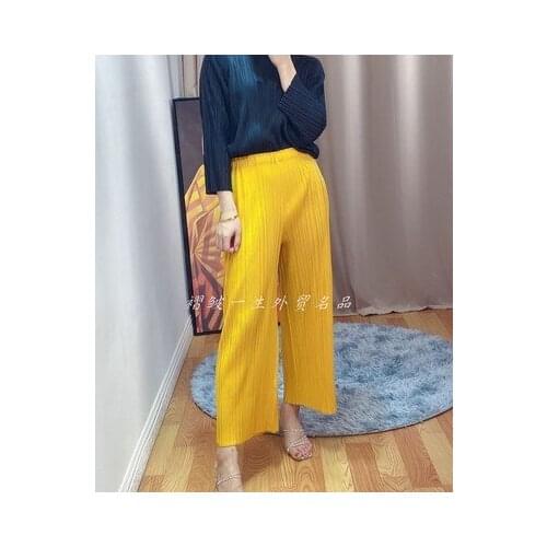 HOT SELLING Pleated series fashion all-match straight pants solid color pants IN STOCK