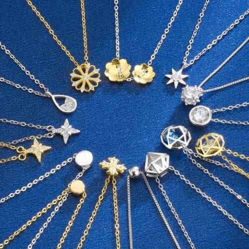 MLKENLY 925 Sterling Silver Necklace Cute Simple Clavicle Chain Geometric Love Round Hollow Pendant Short Necklace Jewelry Gifts