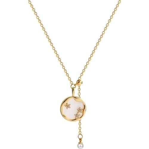 Fashion Korean Pearl Shell Titanium Steel Pendant Necklace FemaleCool Ttemperament Choker Necklaces