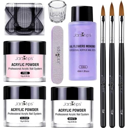 Acrylic Nail Kit Acrylic Powder Non-yellowing Liquid And Strong Adhesion Set With Nail Brush Nails Extension Kit For Home Salon