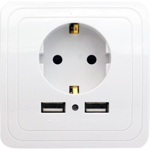 Minitiger Best Dual USB Port 2000mA Wall Charger Adapter Socket With Usb EU Standard Plug Socket Power Outlet Panel