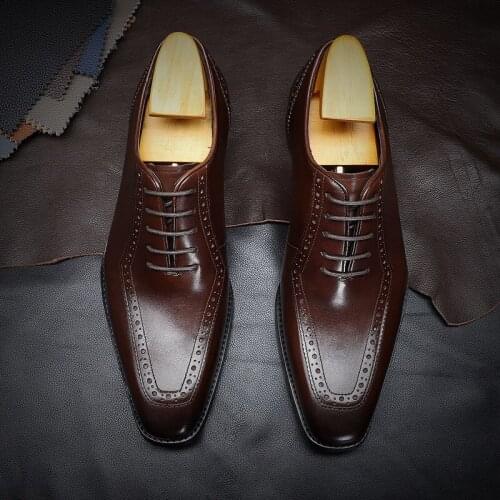 New Black/Coffee Men Oxford Business Dress Party Wedding Pointed Toe Lace-Up Office & Career Mens Carved Shoes