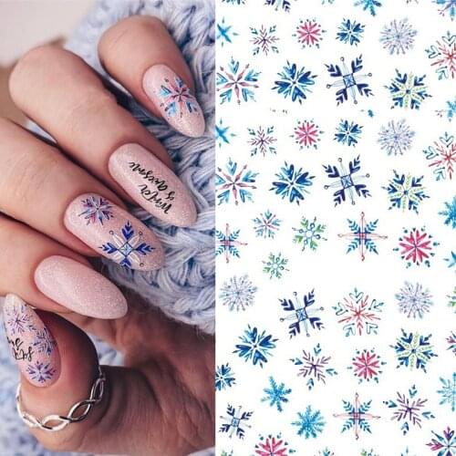 New Christmas Super Thin Blue Self-Adhesive Snowflak Image Nail Decal Stickers Manicure Nail Art Decoration Accessories Z0498