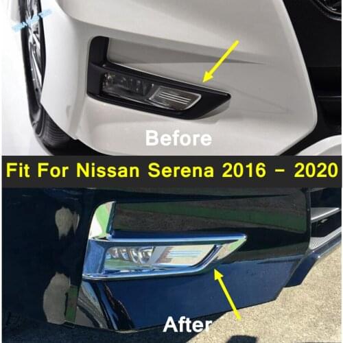 Lapetus Front Fog Lights Lamps Frame Panel Cover Bezel Trim Auto Styling Garnish ABS 2PCS Fit For Nissan Serena 2016 - 2020