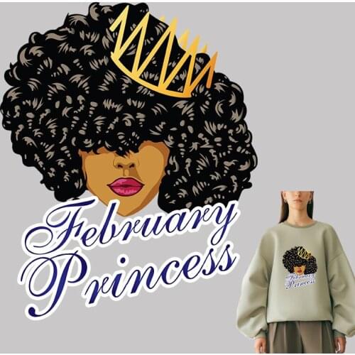 Simple letter crown black beauty pattern Heat Vinyl Ironing Stickers Decor Patches for Clothing DIY T-shirt Iron on patches