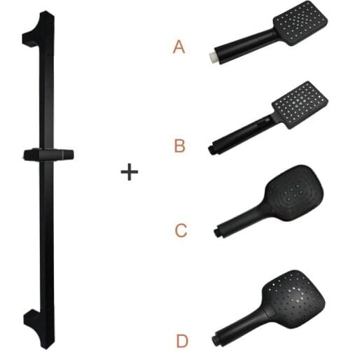 Black 3 Function ABS Hand Held Shower Head High Pressure Rain Shower Sprayer Set Wall Mount Slide Bar with Hose and Bracket