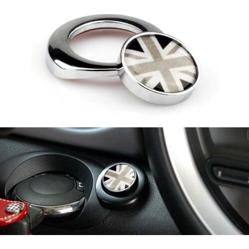 For 2nd Gen R55 R56 R57 R58 R59 R60 R61 Grey Union Jack Engine Start Button Cap Cover Car Styling Accessories