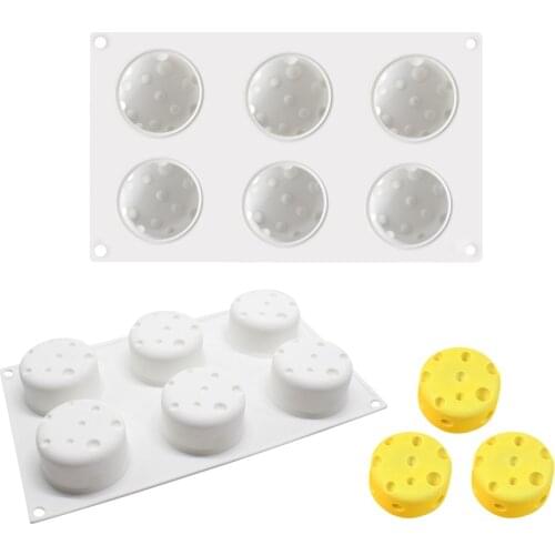 6 Cavity Cheese Shape Silicone Mold Round Shape Silicone Mousse Cake Mold Brownie Cake Silicone Mold Cake Decoration Tools