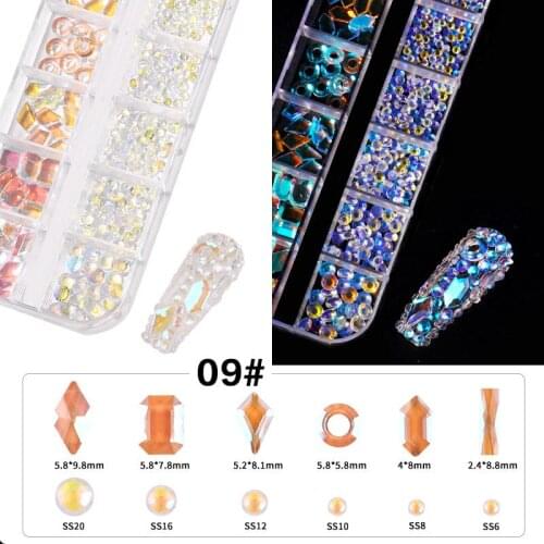 Swarovsky Crytsals AB Nail Rhinestone Flat Bottom Multi-Size Crystals Nail Art 3D Decoration Strass Gem