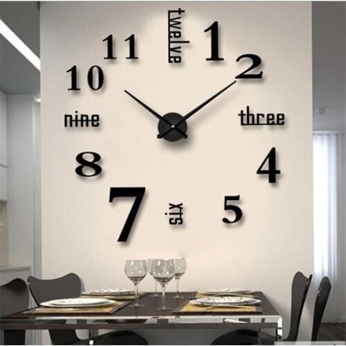 Unique Modern Design New Home Decoration Acrylic Mirror Big Wall Clock 3D DIY Large Size Wall Sticker Clock Fashion Gift