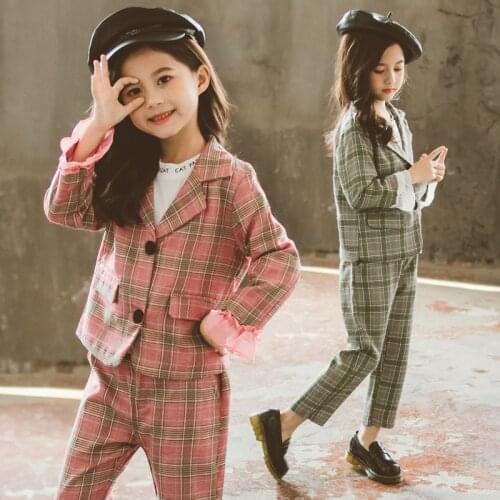 Spring teen girls clothes set coat+pants 2pcs kids girl clothing suit Fashionable vetement fille 4 6 8 10 12 14