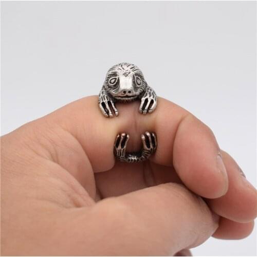 Vintage Sloth Rings Fashion Retro Style Adjustable Bradypus Rings For Women Men Folivora Jewellery Bradypodidae Jewellery