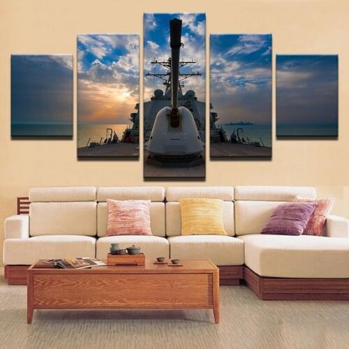 Warship Destroyer Picture Print on Canvas Paintings Wall Art Framework Home Decor Pictures 5 Pieces Posters Living Room