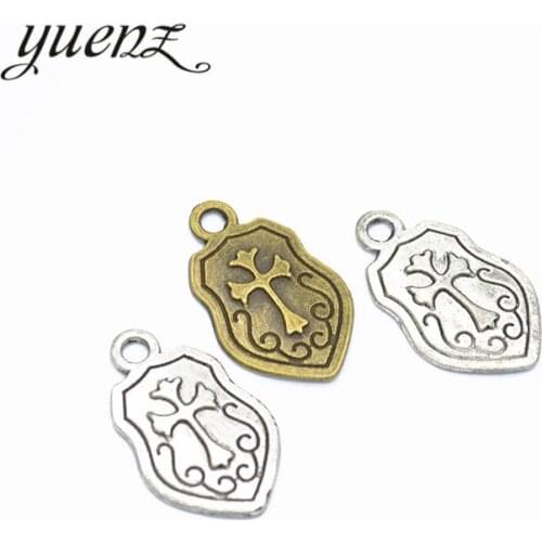 YuenZ 20pcs charms Cross Shield metal pendants for jewelryl making 24*14mm M35