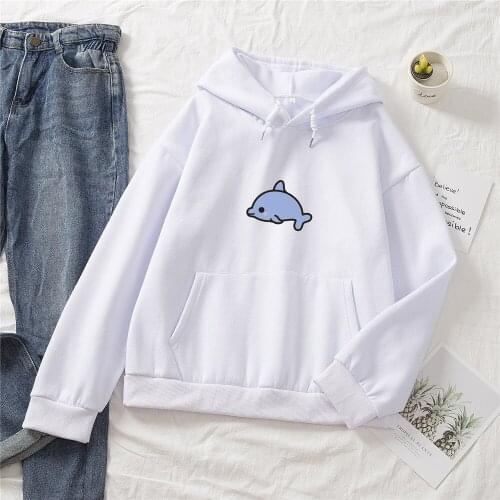 Winter Womens Plus Size Hoodie Jacket Women Sweatshirt Cartoon Kawaii Dolphin Printed Hoodies Oversized Tracksuit Sudadera Mujer