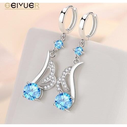 925 Sterling Silver Wing Earrings for Women Long Drop Ear Stud Pendant Fashion Trend Angel Wing Ear Jewelry Accessories 2021 New
