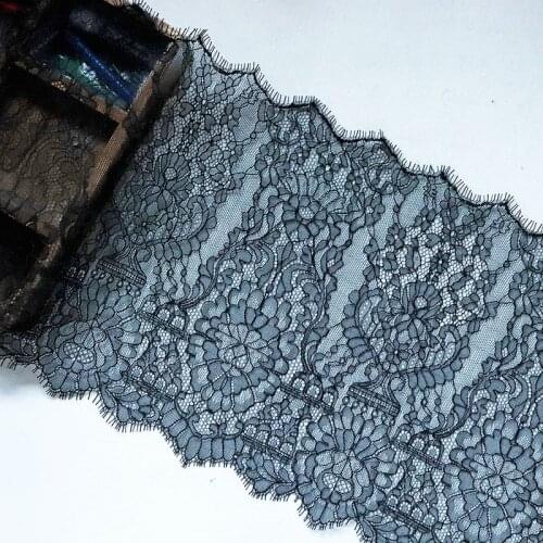 1.5Meters/Lot 25cm Width Black Eyelash Lace Trim Lace Fabric Underwear Lace Materials Dress Edge Clothing Bra Handmade DIY Craft