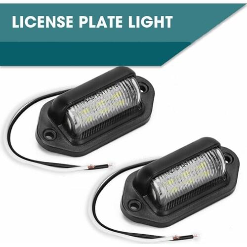 1 Pair Car Boat Truck Trailer LED License Plate Light Step Lamp Waterproof IP65 6-LED 12V License Plate Lamp White
